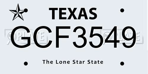 GCF3549 Texas License Plate