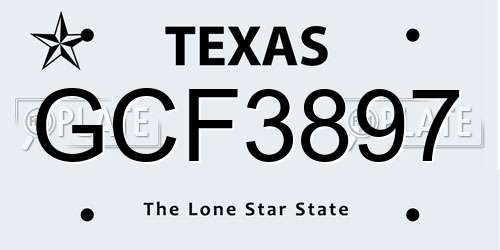 GCF3897 Texas License Plate