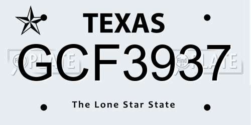 GCF3937 Texas License Plate