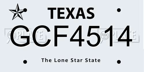 GCF4514 Texas License Plate