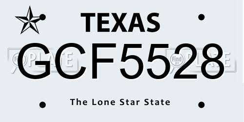 GCF5528 Texas License Plate