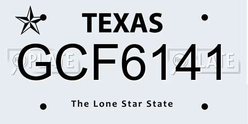 GCF6141 Texas License Plate