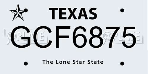 GCF6875 Texas License Plate