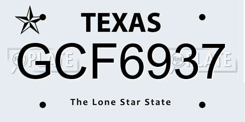 GCF6937 Texas License Plate