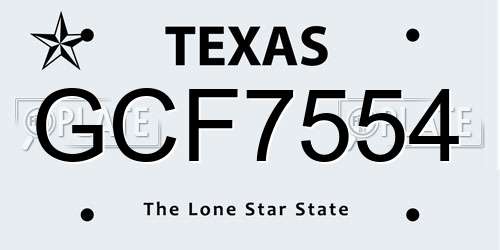 GCF7554 Texas License Plate