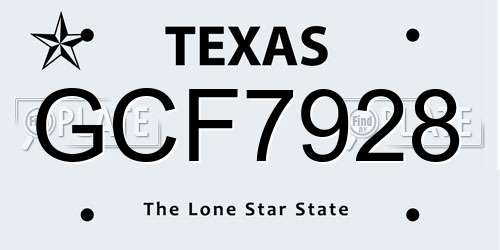 GCF7928 Texas License Plate