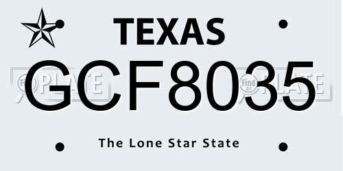 GCF8035 Texas License Plate