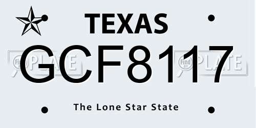 GCF8117 Texas License Plate