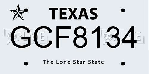 GCF8134 Texas License Plate