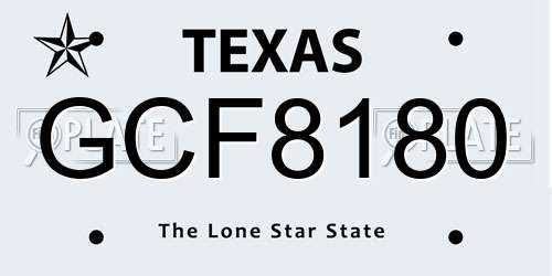 GCF8180 Texas License Plate