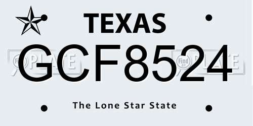 GCF8524 Texas License Plate