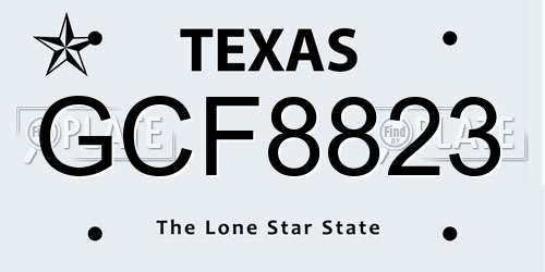 GCF8823 Texas License Plate