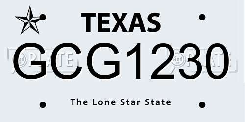 GCG1230 Texas License Plate