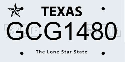 GCG1480 Texas License Plate