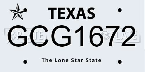 GCG1672 Texas License Plate