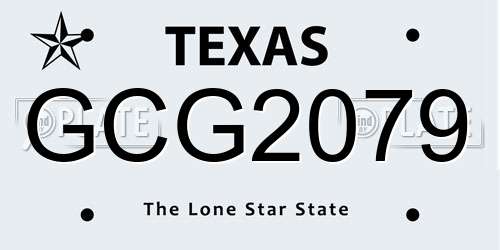 GCG2079 Texas License Plate