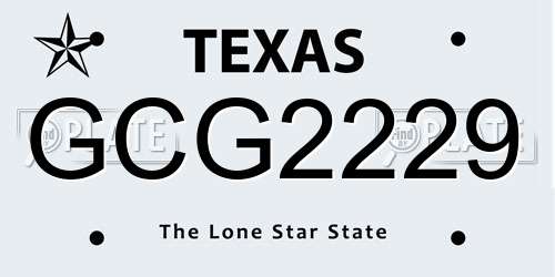 GCG2229 Texas License Plate