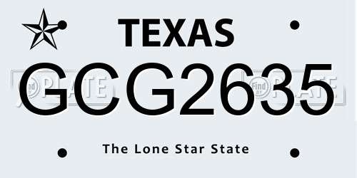 GCG2635 Texas License Plate