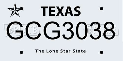 GCG3038 Texas License Plate
