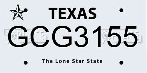 GCG3155 Texas License Plate