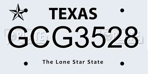 GCG3528 Texas License Plate