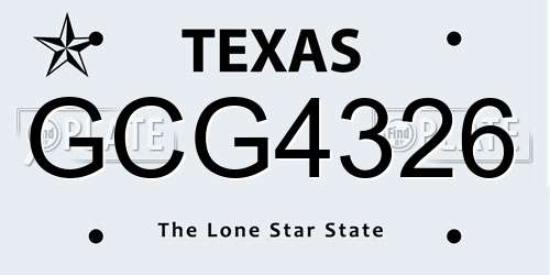 GCG4326 Texas License Plate
