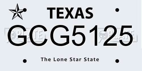 GCG5125 Texas License Plate