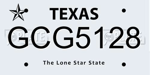 GCG5128 Texas License Plate