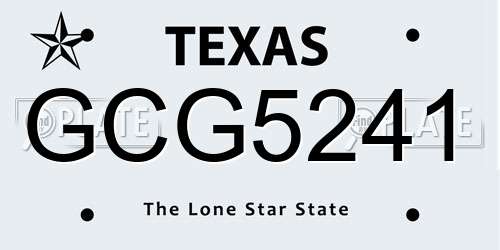 GCG5241 Texas License Plate