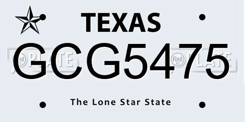 GCG5475 Texas License Plate