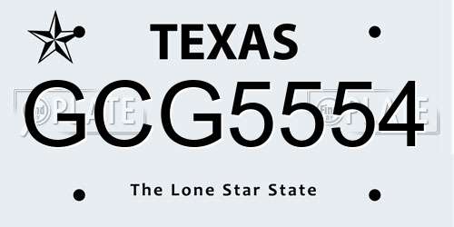 GCG5554 Texas License Plate