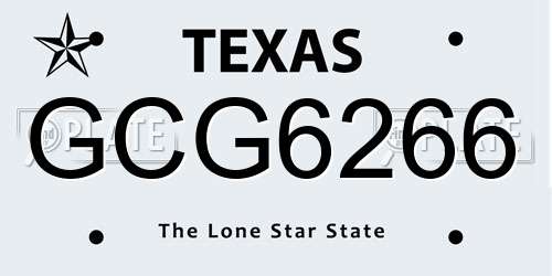GCG6266 Texas License Plate