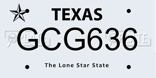 GCG636 Texas License Plate