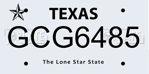 GCG6485 Texas License Plate