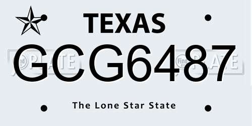 GCG6487 Texas License Plate