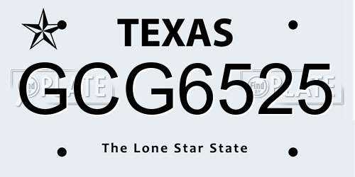 GCG6525 Texas License Plate