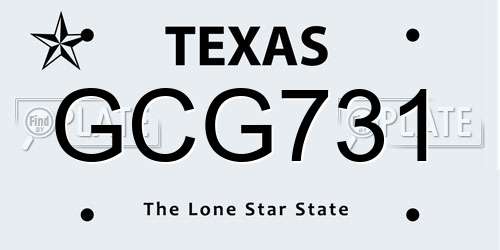 GCG731 Texas License Plate