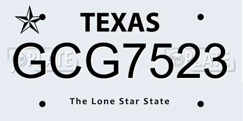 GCG7523 Texas License Plate