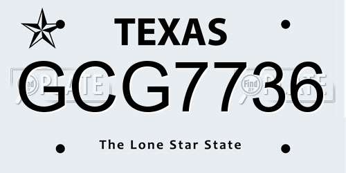 GCG7736 Texas License Plate