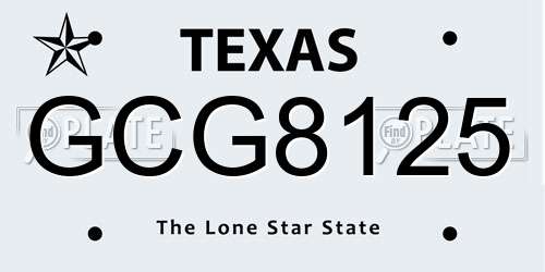 GCG8125 Texas License Plate