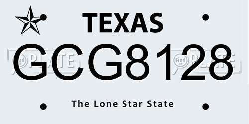 GCG8128 Texas License Plate