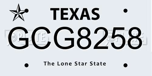 GCG8258 Texas License Plate