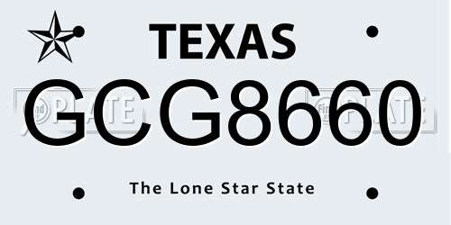 GCG8660 Texas License Plate