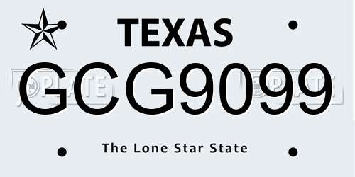 GCG9099 Texas License Plate
