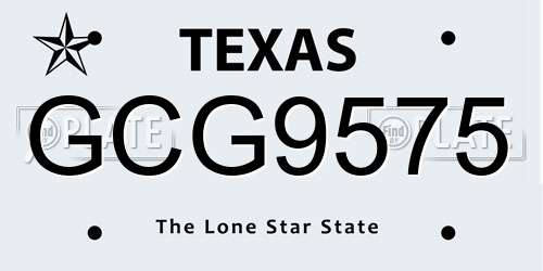 GCG9575 Texas License Plate