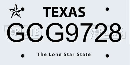 GCG9728 Texas License Plate