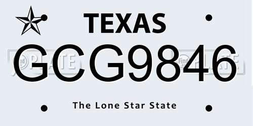 GCG9846 Texas License Plate