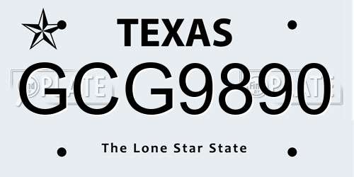 GCG9890 Texas License Plate