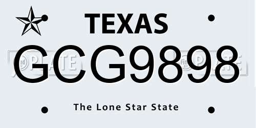 GCG9898 Texas License Plate