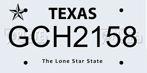 GCH2158 Texas License Plate
